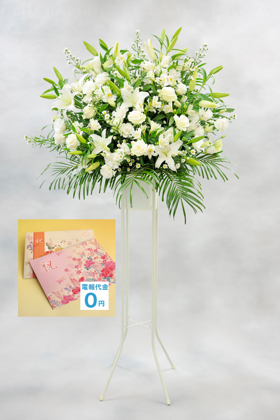 <p>スタンド花（一段・白系は、白系のお花で統一してお届け致します。白系のお花は開院祝いや開局祝いなど清潔感が強く求められる場所へのお祝い花として人気があるのもこのお花の特徴の一つです。</p>