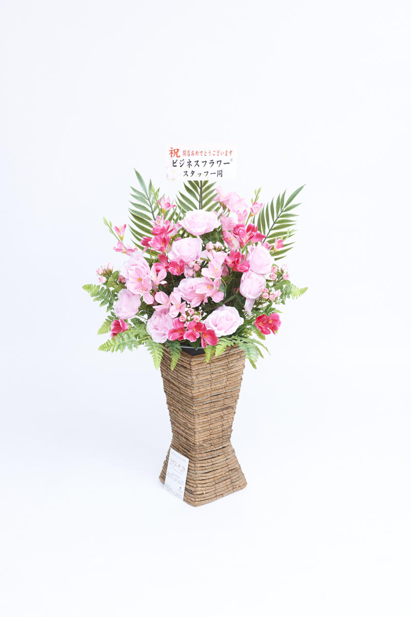 <p>造花アート・スタンド花　スクエアスタンドS（ピンク系）には、無料で立札（紙札）をお付けすることが可能です。</p>