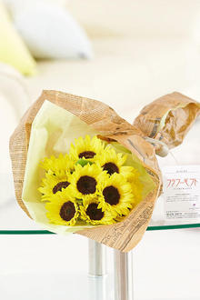 花束・ブーケ　夏の花束　向日葵（黄色のひまわり）※ドライフラワーキット＆フラワーバッグ付