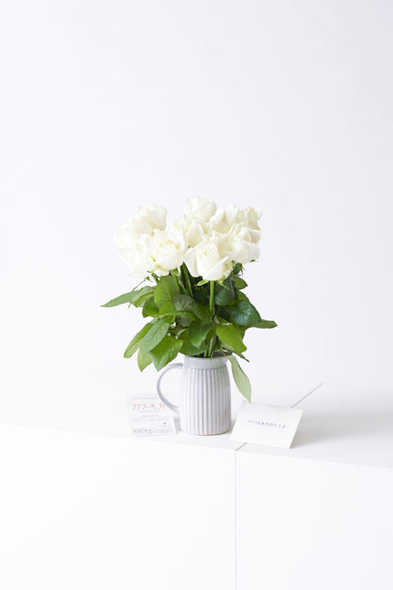 花瓶フラワー・フラワーベース アンティークジャグ（シングル/小） 白 