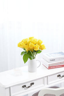 花瓶フラワー・フラワーベース　アンティークジャグ（シングル/小）　黄色バラ12本