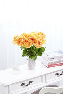 花瓶フラワー・フラワーベース　アンティークジャグ（ツイン/小）　オレンジバラ12本