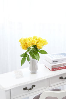 花瓶フラワー・フラワーベース　アンティークジャグ（ツイン/小）　黄色バラ12本
