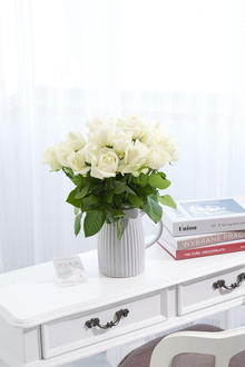 花瓶フラワー・フラワーベース　アンティークジャグ（シングル/大）　白バラ18本