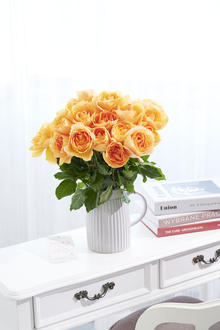 花瓶フラワー・フラワーベース　アンティークジャグ（シングル/大）　オレンジバラ18本