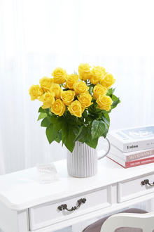 花瓶フラワー・フラワーベース　アンティークジャグ（シングル/大）　黄色バラ18本