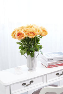 花瓶フラワー・フラワーベース　アンティークジャグ（ツイン/大）　オレンジバラ18本