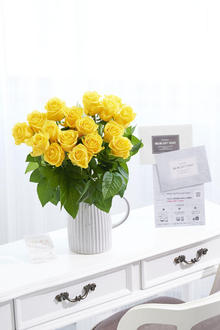 ［オンラインギフト（ブロンズコース）セット］花瓶フラワー・フラワーベース　アンティークジャグ（シングル/大）　黄色バラ18本