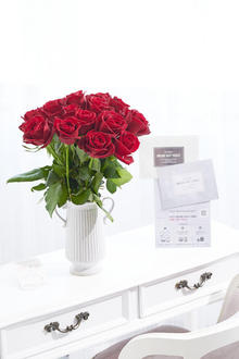 ［オンラインギフト（プラチナコース）セット］花瓶フラワー・フラワーベース　アンティークジャグ（ツイン/大）　赤バラ18本