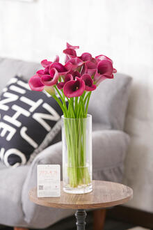 花瓶フラワー・フラワーベース　シリンダー（クリア）カラー（紫）20本