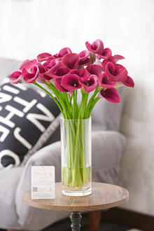 花瓶フラワー・フラワーベース　シリンダー（クリア）カラー（紫）30本