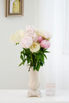 花瓶フラワー・フラワーベース　ヨーロピアン（ホワイト）　シャクヤク12本