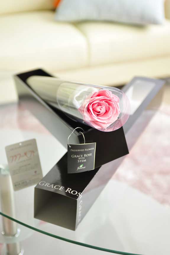 プリザーブドフラワーLuxury Rose（ベイビーピンク）は各種お祝い事の簡単なフラワーギフトや贈り物にオススメです。