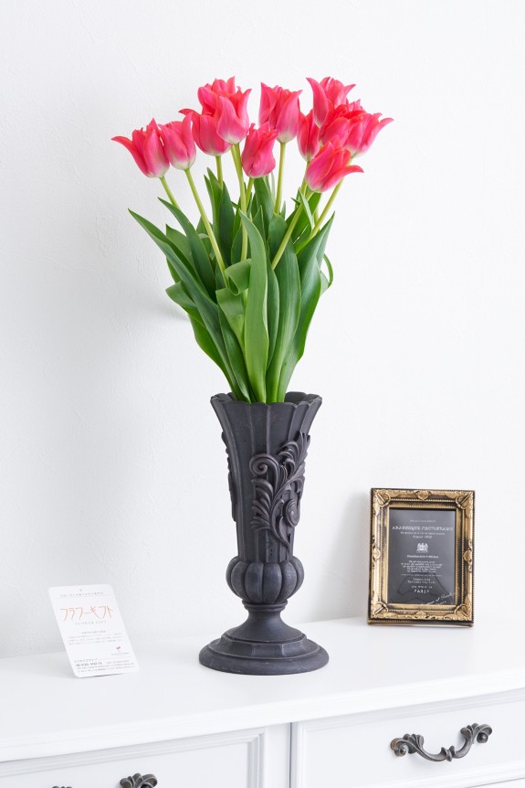 チューリップの花束と花瓶のギフトセット