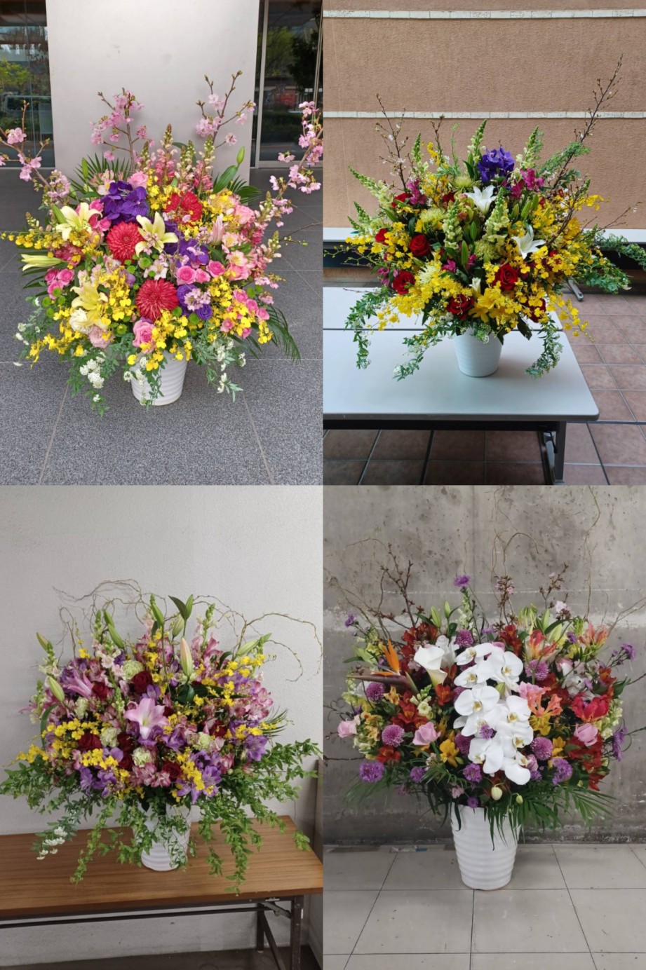 <p>実際にご納品した商品のお写真です。お花と花器（壺）は指定ができず、おまかせいただきます。</p>