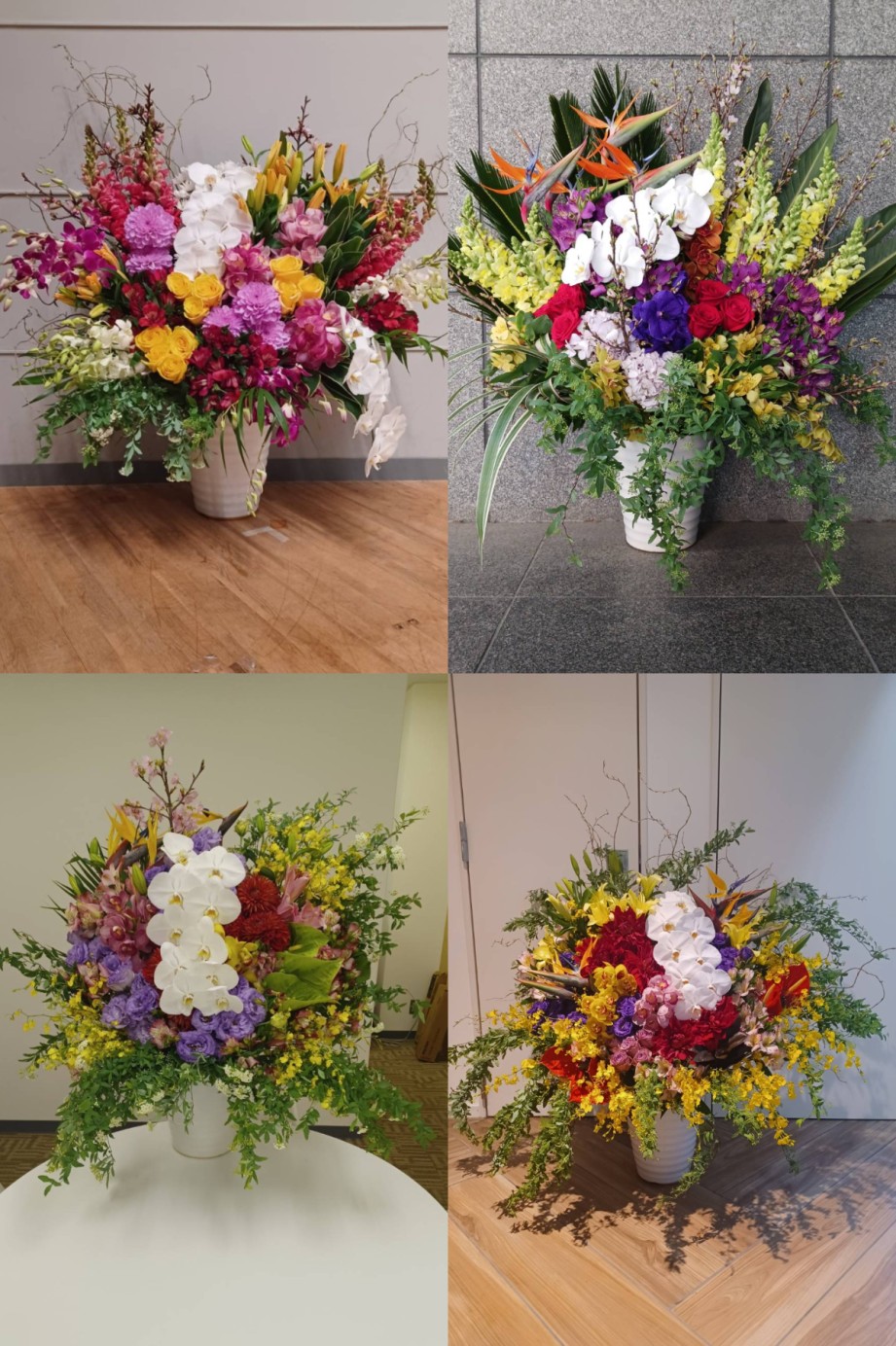 <p>実際にご納品した商品のお写真です。お花と花器（壺）は指定ができず、おまかせいただきます。</p>