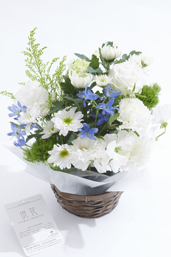 <p>供花アレンジメント　寒色系　Sサイズ　イメージ</p>